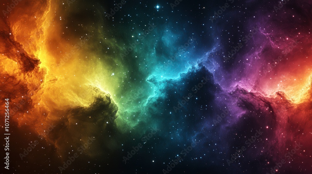 Naklejka premium Vivid Cosmic Nebula in Swirling Colors