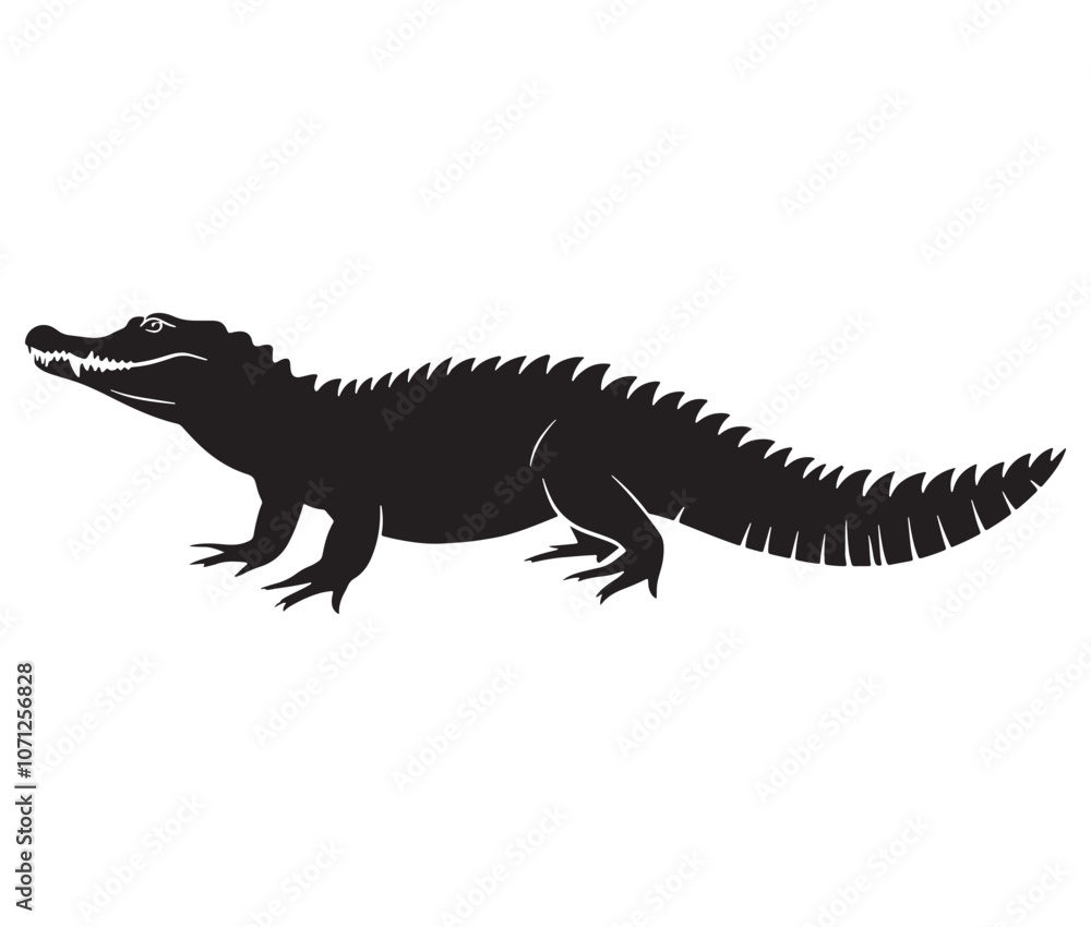 Fototapeta premium Alligator silhouette vector illustration design, Silhouette of a crocodile, Alligator icon