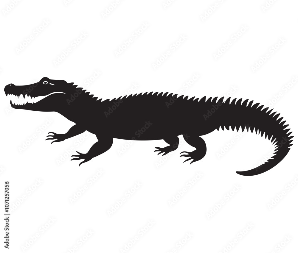 Alligator silhouette vector illustration design, Silhouette of a crocodile, Alligator icon Alligator silhouette vector illustration design, Silhouette of a crocodile, Alligator icon
