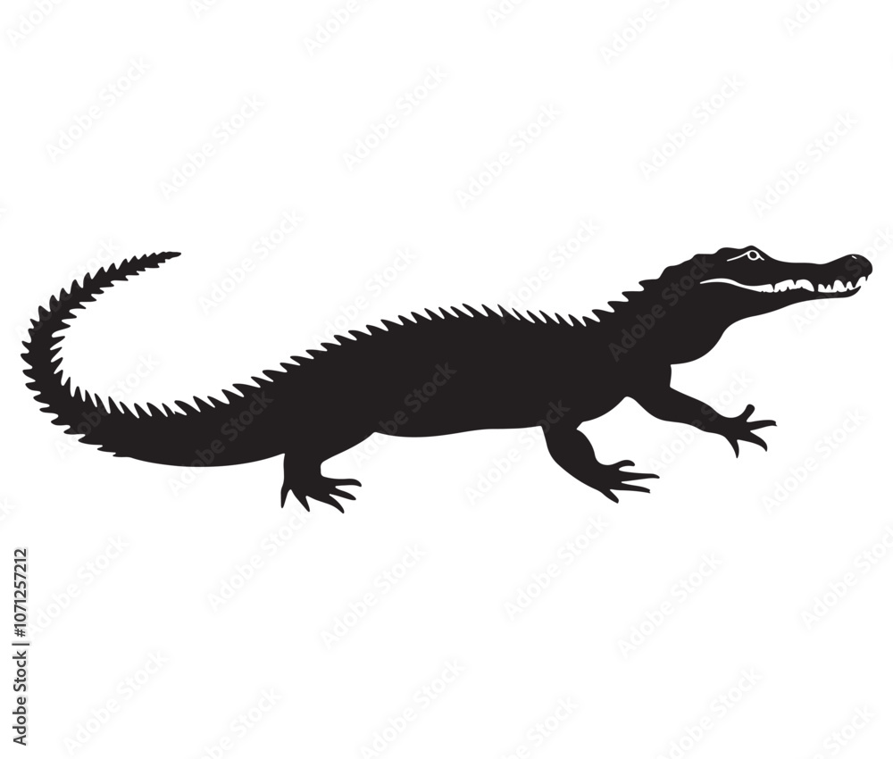 Alligator silhouette vector illustration design, Silhouette of a crocodile, Alligator icon Alligator silhouette vector illustration design, Silhouette of a crocodile, Alligator icon