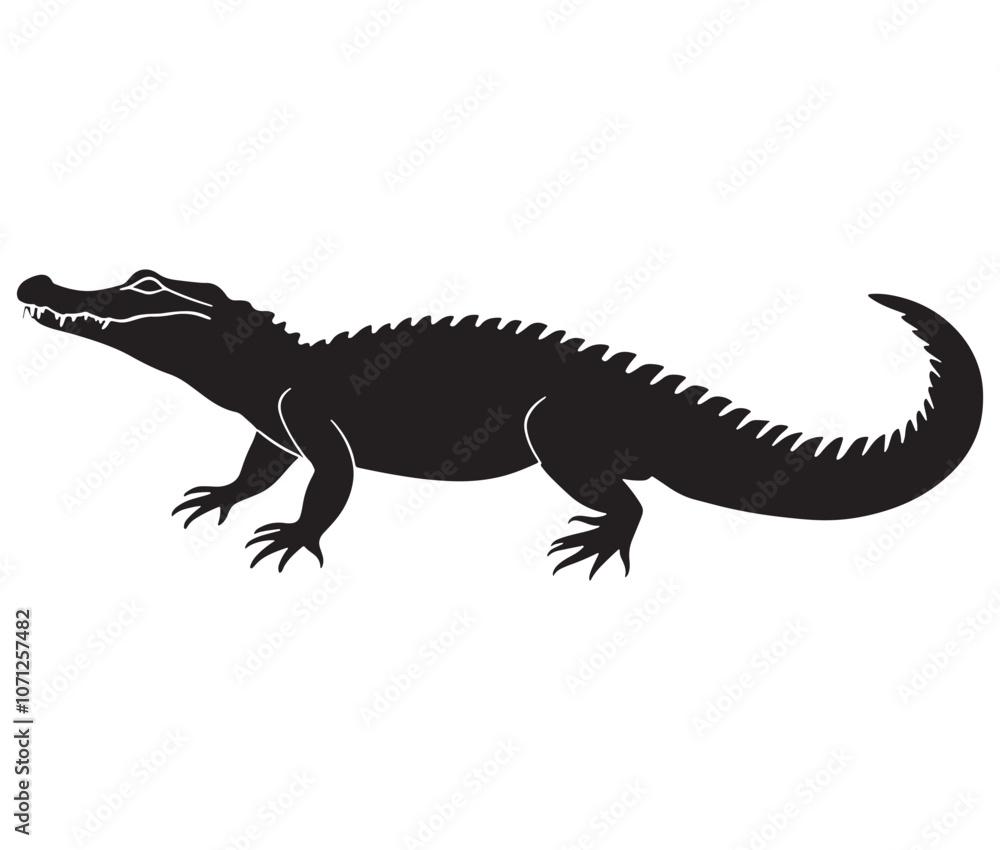 Alligator silhouette vector illustration design, Silhouette of a crocodile, Alligator icon Alligator silhouette vector illustration design, Silhouette of a crocodile, Alligator icon