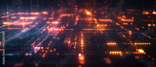 Wallpaper Mural Abstract Futuristic Technology Background with Glowing Lines and Orange Lights. Torontodigital.ca