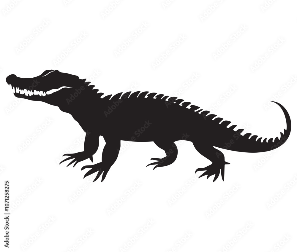 Alligator silhouette vector illustration design, Silhouette of a crocodile, Alligator icon Alligator silhouette vector illustration design, Silhouette of a crocodile, Alligator icon