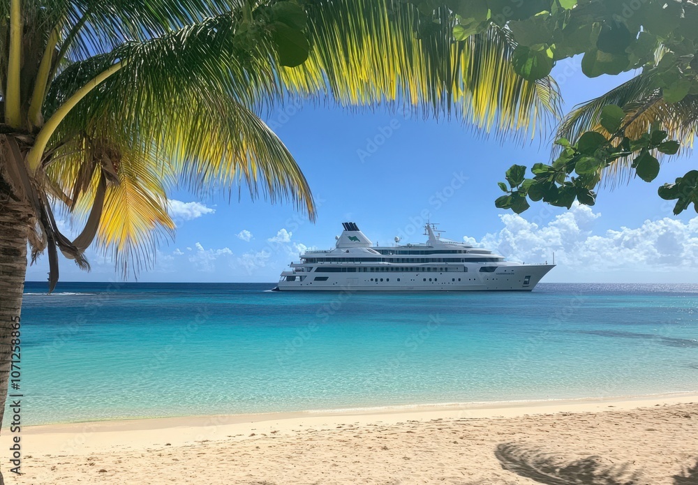 Fototapeta premium Luxury Cruise Ship in Caribbean Waters