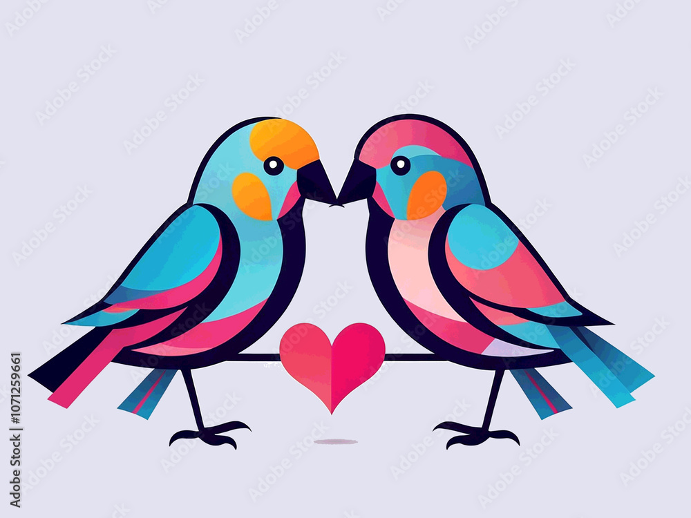 Fototapeta premium abstract simple love birds icon illustration