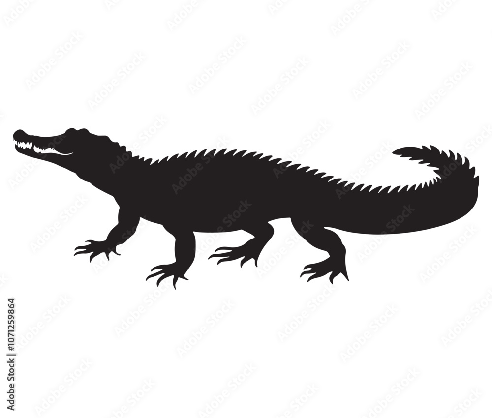 Fototapeta premium Alligator silhouette vector illustration design, Silhouette of a crocodile, Alligator icon