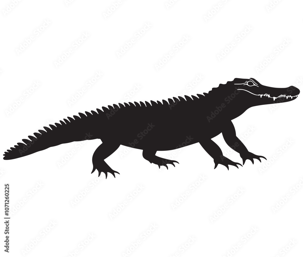 Naklejka premium Alligator silhouette vector illustration design, Silhouette of a crocodile, Alligator icon