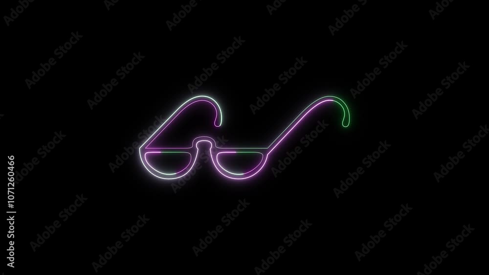 Abstract glowing neon sunglass icon. concept of optical symbol Abstract glowing neon sunglass icon. concept of optical symbol