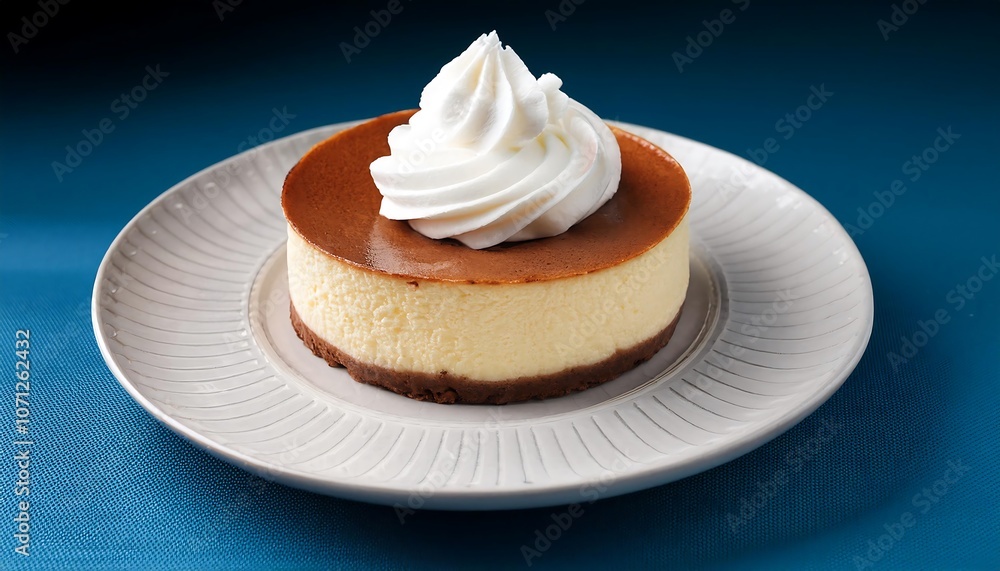 Fluffy Japanese cheesecake with a light and airy texture, served with whipped cream. Fluffy Japanese cheesecake with a light and airy texture, served with whipped cream.