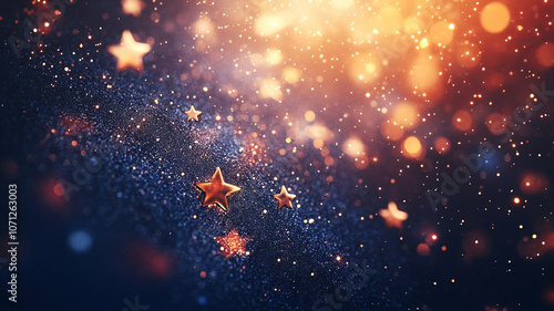 Sparkling stars and shimmering lights create a magical night sky atmosphere