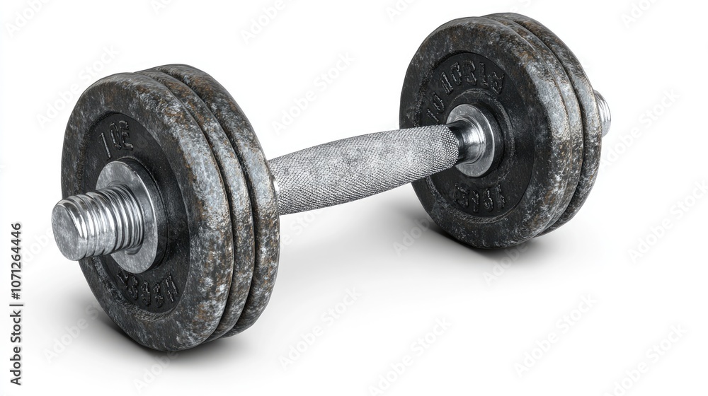 Rusty Dumbbell Isolated on White Background