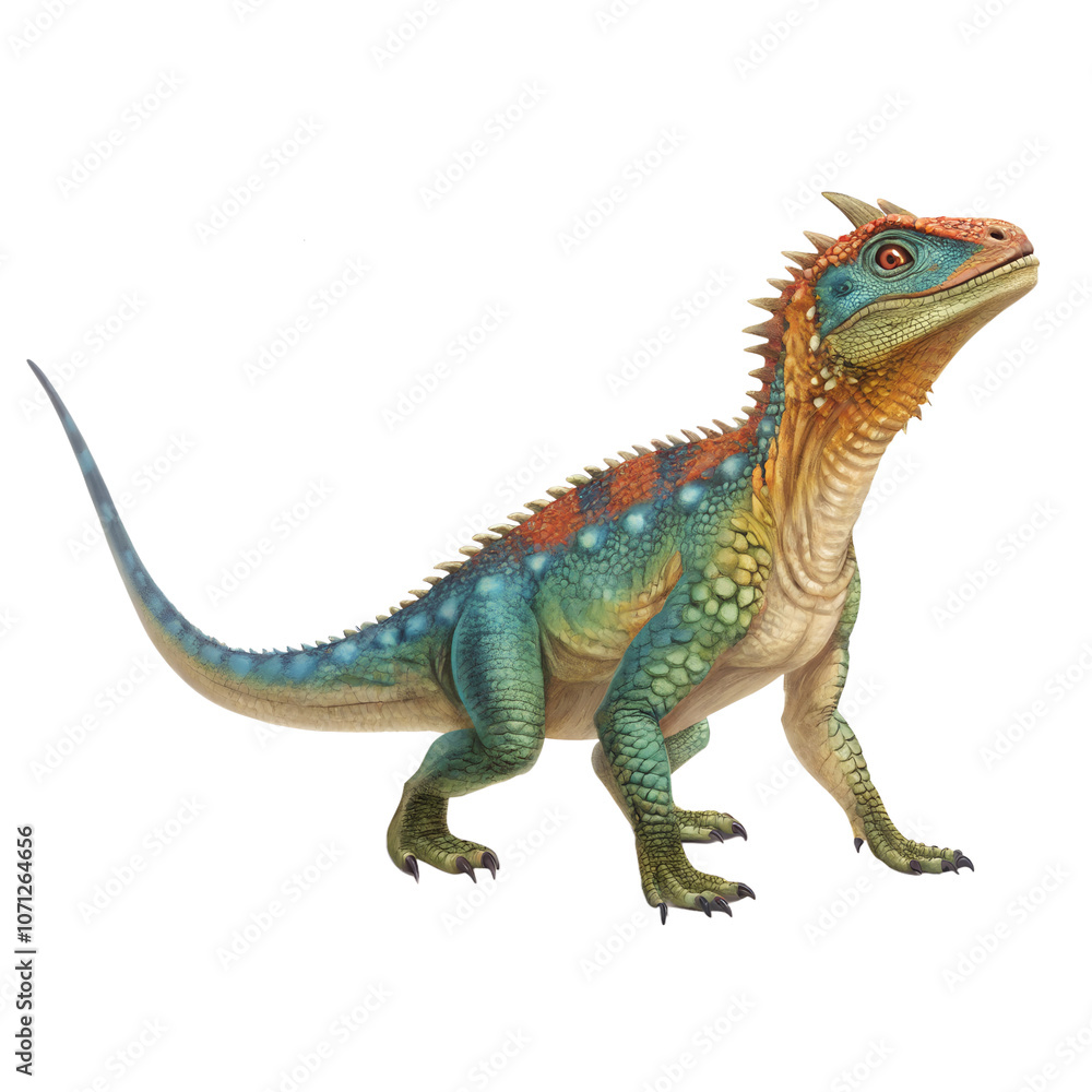 Fototapeta premium A detailed Borealithus (dinosaur) figurine, showcasing vibrant colors and textures, isolated on a transparent background