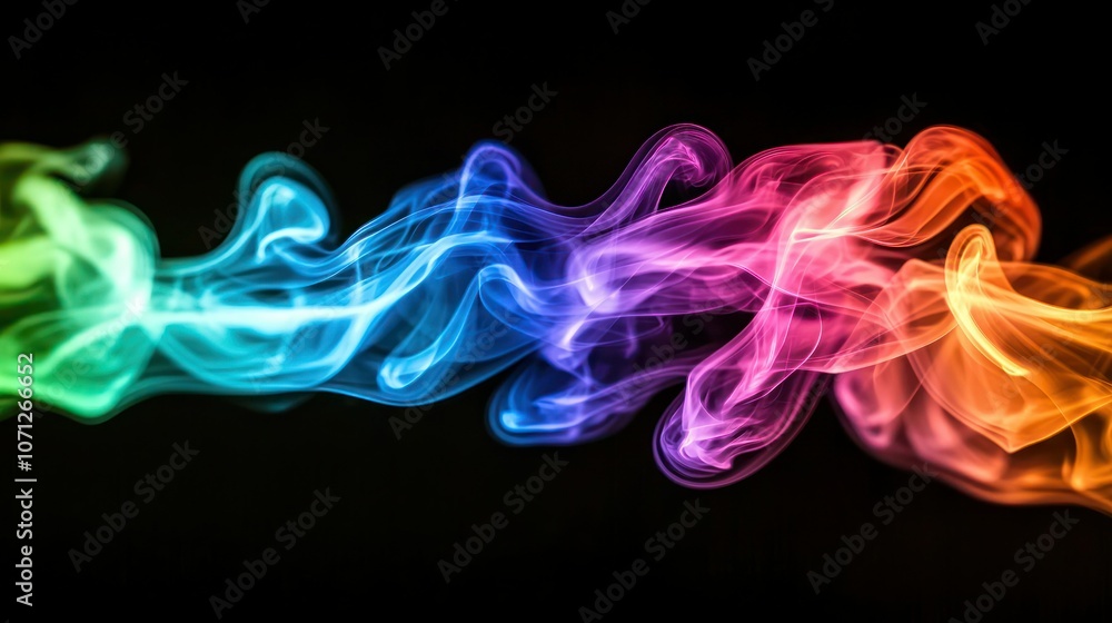 Obraz premium Bold, vibrant color smoke plumes billowing against a black background, creating a striking contrast.