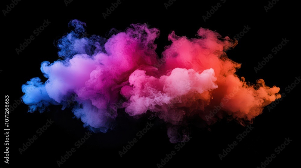 Bold, vibrant color smoke plumes billowing against a black background, creating a striking contrast. Bold, vibrant color smoke plumes billowing against a black background, creating a striking contrast.
