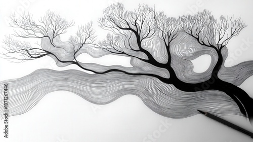 Intricate Fantasy Tree with Flowing Lines
