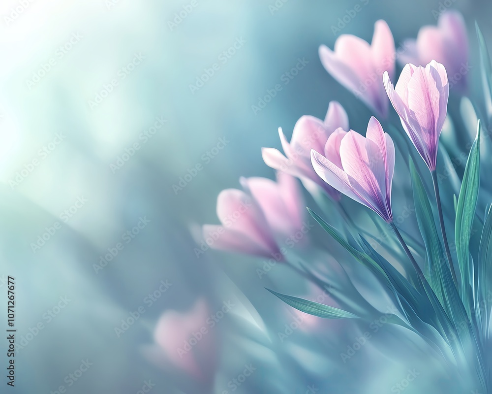 Fototapeta premium Delicate pink flowers with soft background