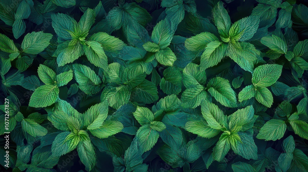 Lush Green Mint Leaves Pattern Lush Green Mint Leaves Pattern