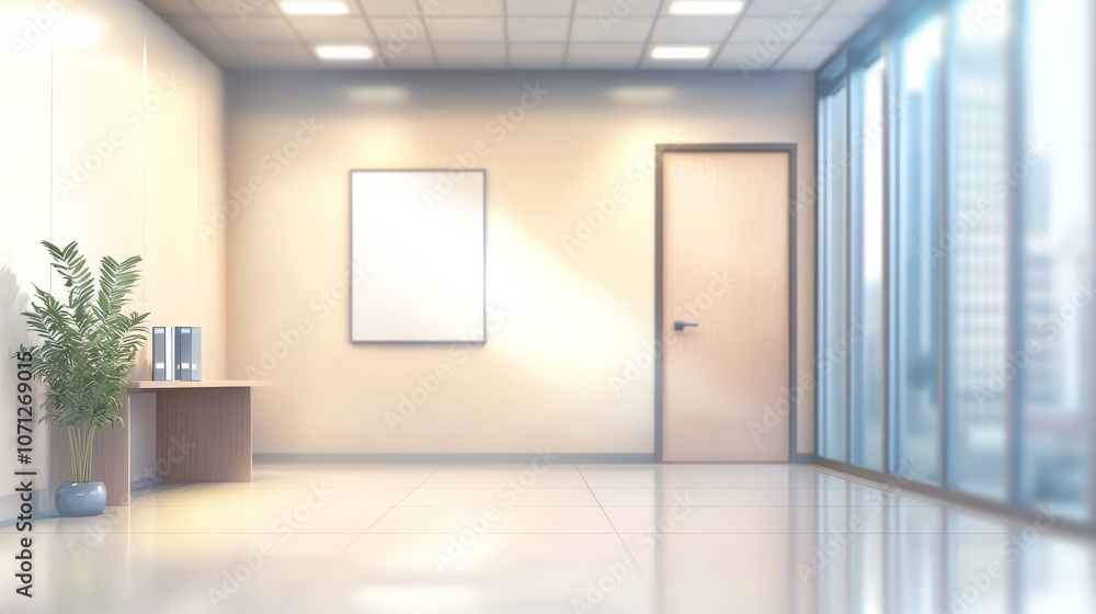 Blurred office interior background with a blurred door and glass wall, blurry bokeh light effect for a business concept design. High-quality photo, taken with a telephoto lens in realistic daylight. Blurred office interior background with a blurred door and glass wall, blurry bokeh light effect for a business concept design. High-quality photo, taken with a telephoto lens in realistic daylight.