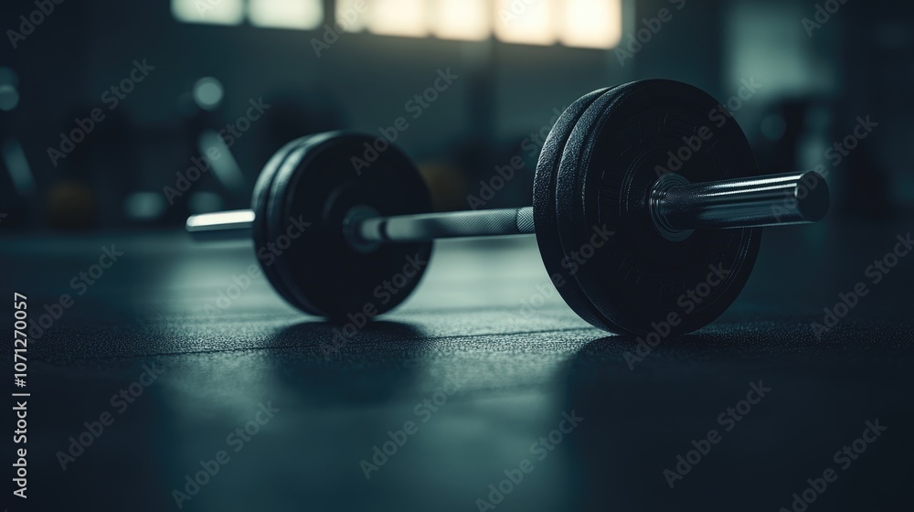 Barbell Resting on the Gym Floor Barbell Resting on the Gym Floor
