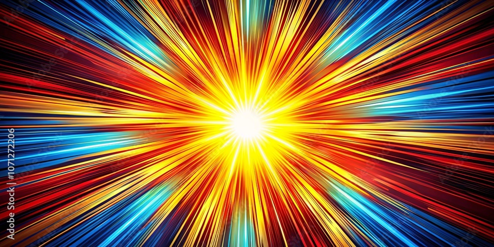 A radiant burst of color, a symphony of vibrant lines converging into a dazzling white core. A radiant burst of color, a symphony of vibrant lines converging into a dazzling white core.