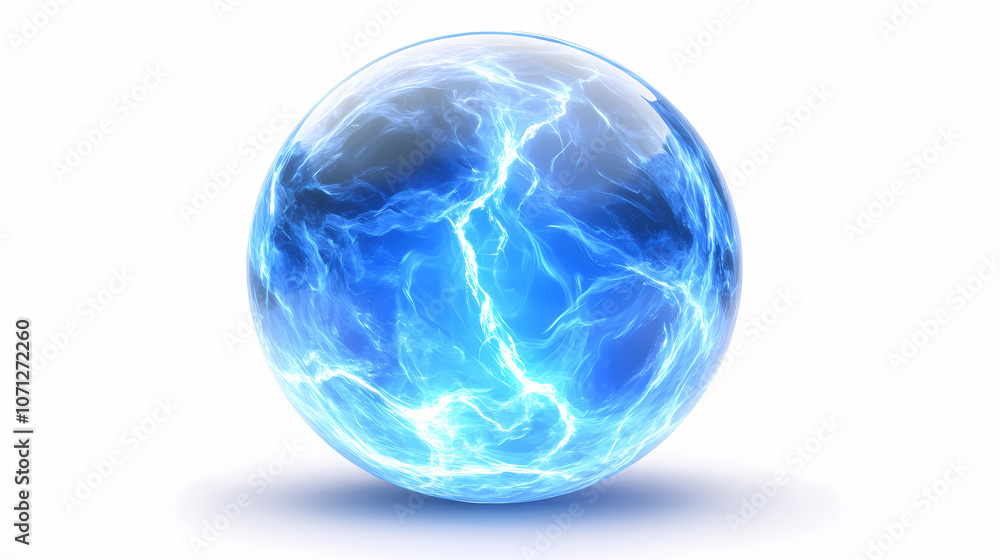 Blue electricity ball- a glowing ball of blue electricity, isolated on a transparent Glowing. Illustration Blue electricity ball- a glowing ball of blue electricity, isolated on a transparent Glowing. Illustration