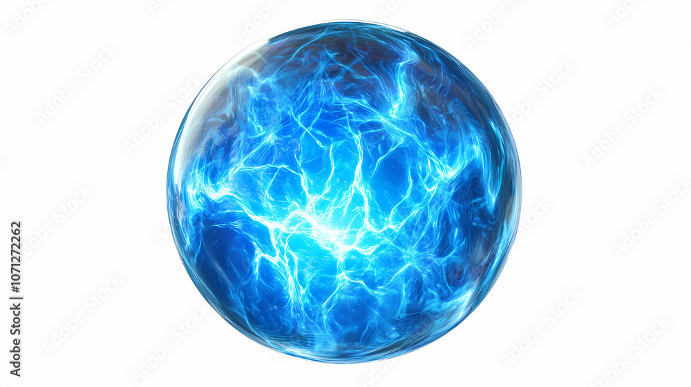 Blue electricity ball- a glowing ball of blue electricity, isolated on a transparent Glowing. Illustration Blue electricity ball- a glowing ball of blue electricity, isolated on a transparent Glowing. Illustration