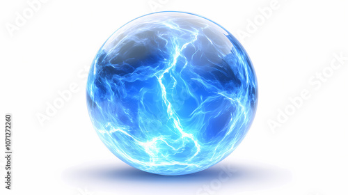 Blue electricity ball- a glowing ball of blue electricity, isolated on a transparent Glowing. Illustration