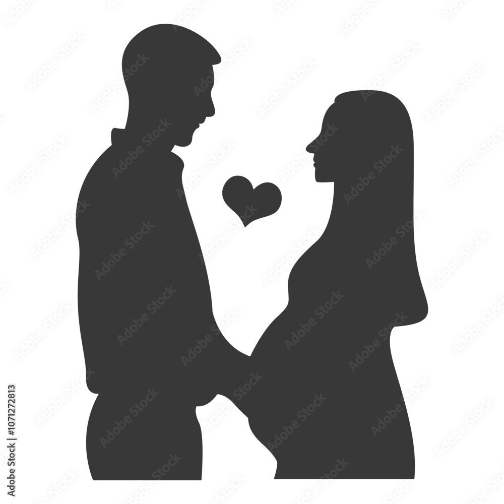 Pregnant Mom Silhouette Isolated on White Background. Black and White Vector Illustration. Pregnant Mom Silhouette Isolated on White Background. Black and White Vector Illustration.