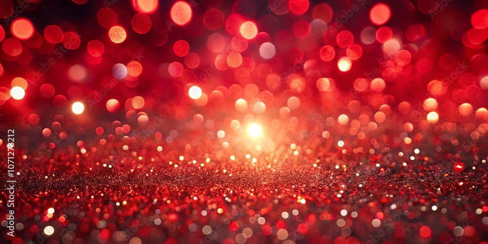 A Field of Red Shimmering Glitter with a Focal Point of Light A Field of Red Shimmering Glitter with a Focal Point of Light