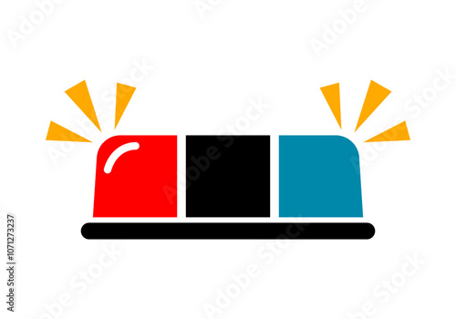 Red and blue alarm siren emergency fighing light icon flat vector design