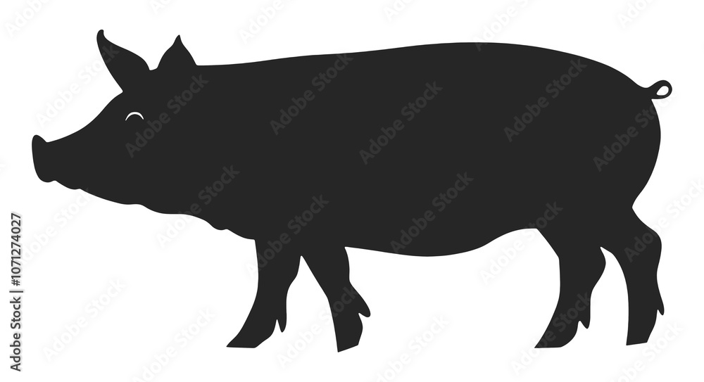 Fototapeta premium Silhouette of a pig isolated on transparent background