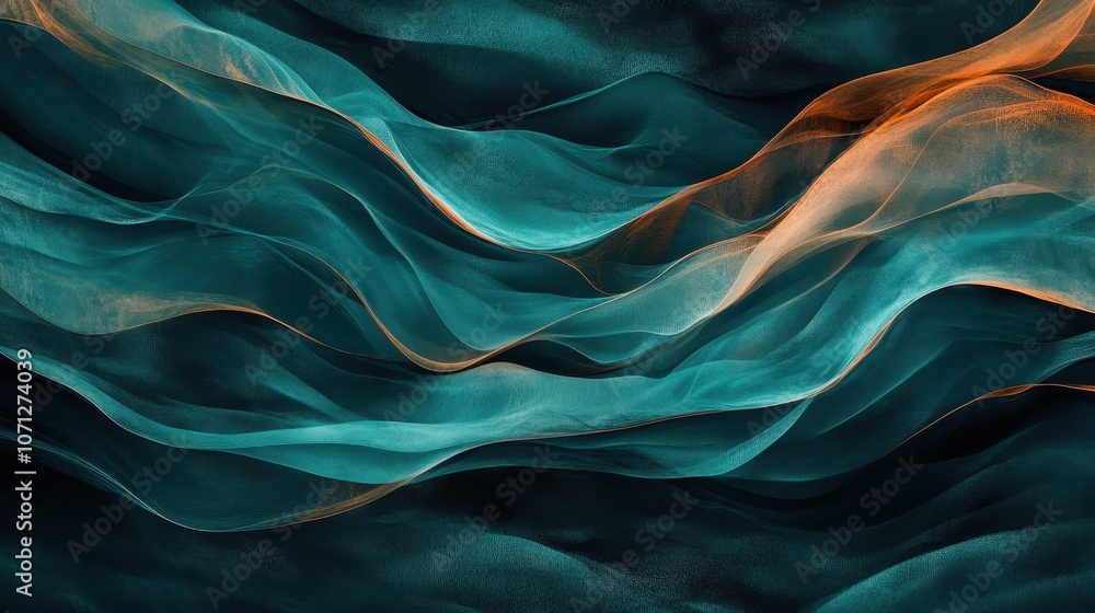 Fototapeta premium Abstract Teal and Orange Wavy Texture Background - Modern Digital Art, Graphic Design, and Web Design.