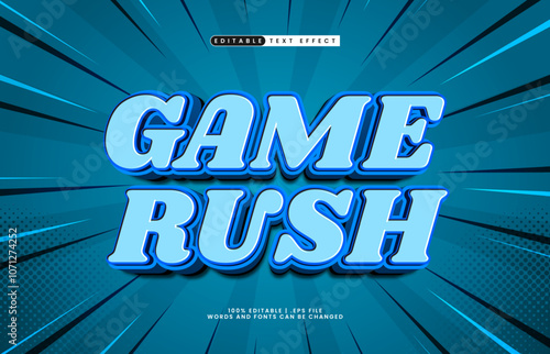 game rush editable text effect with a kids and game text style