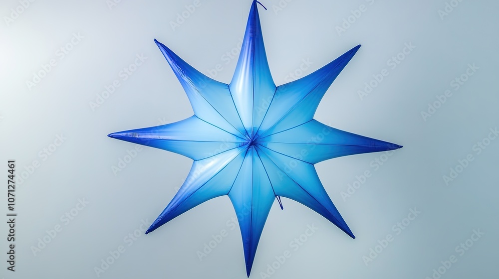 Obraz premium Inflatable 4-Sided Star with Gradient Blue Design on White Background