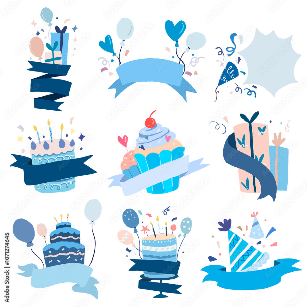 Celebration party PNG sticker set Celebration party PNG sticker set