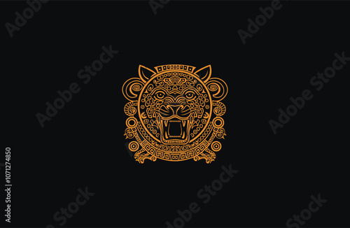 Mayan jaguar totem logo design vector 
