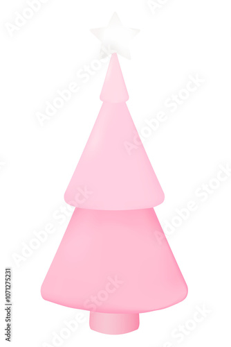 Pink Christmas tree png, 3D design, holiday decor clipart