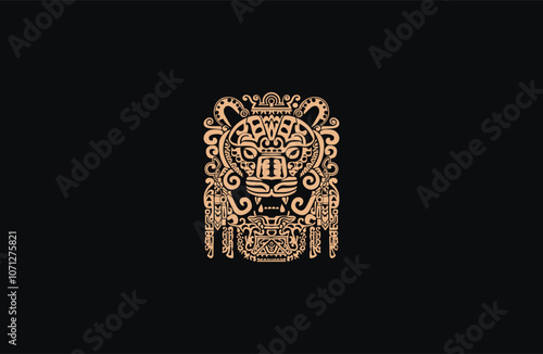 Mayan jaguar totem logo design vector 