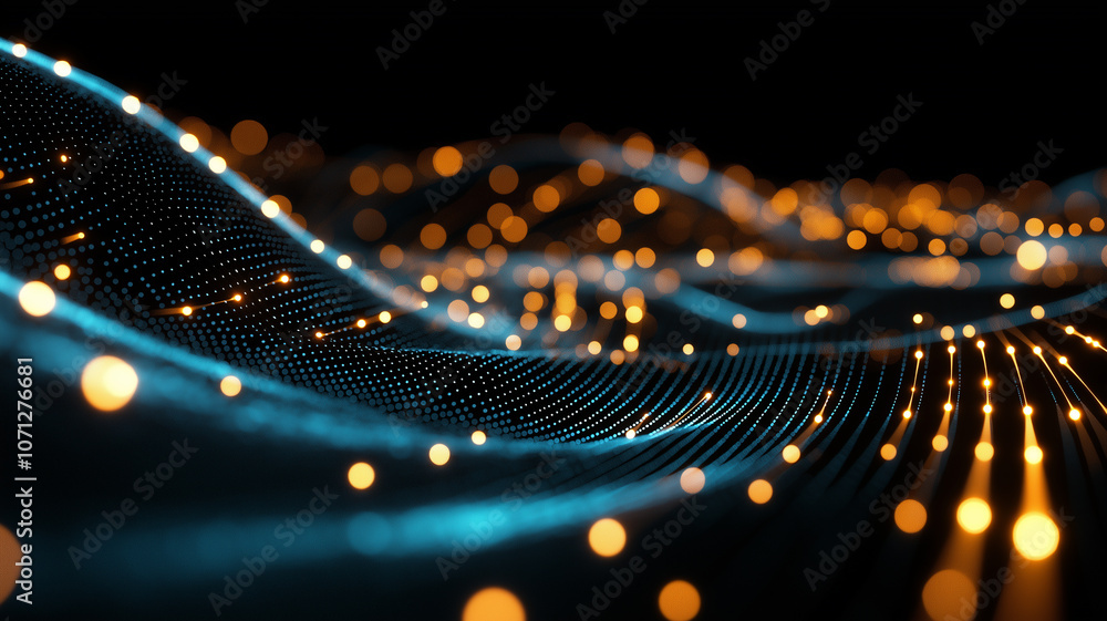 custom made wallpaper toronto digitalUsing a cyber network grid and connected particles, this background shows an abstract quantum computing system featuring artificial neurons and global data connections