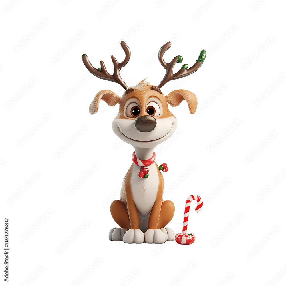 Cute Christmas Dog with Reindeer Antlers Cute Christmas Dog with Reindeer Antlers