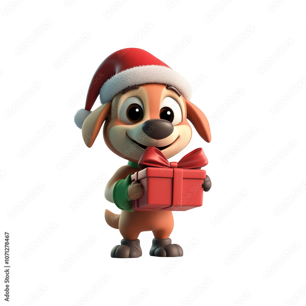 Cute Christmas Dog Holding Gift Cute Christmas Dog Holding Gift