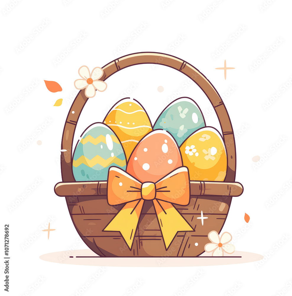 Fototapeta premium Easter basket with eggs