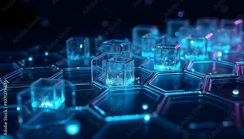 Obraz premium Close up of Hexagonal and cubes 3D pattern luxury