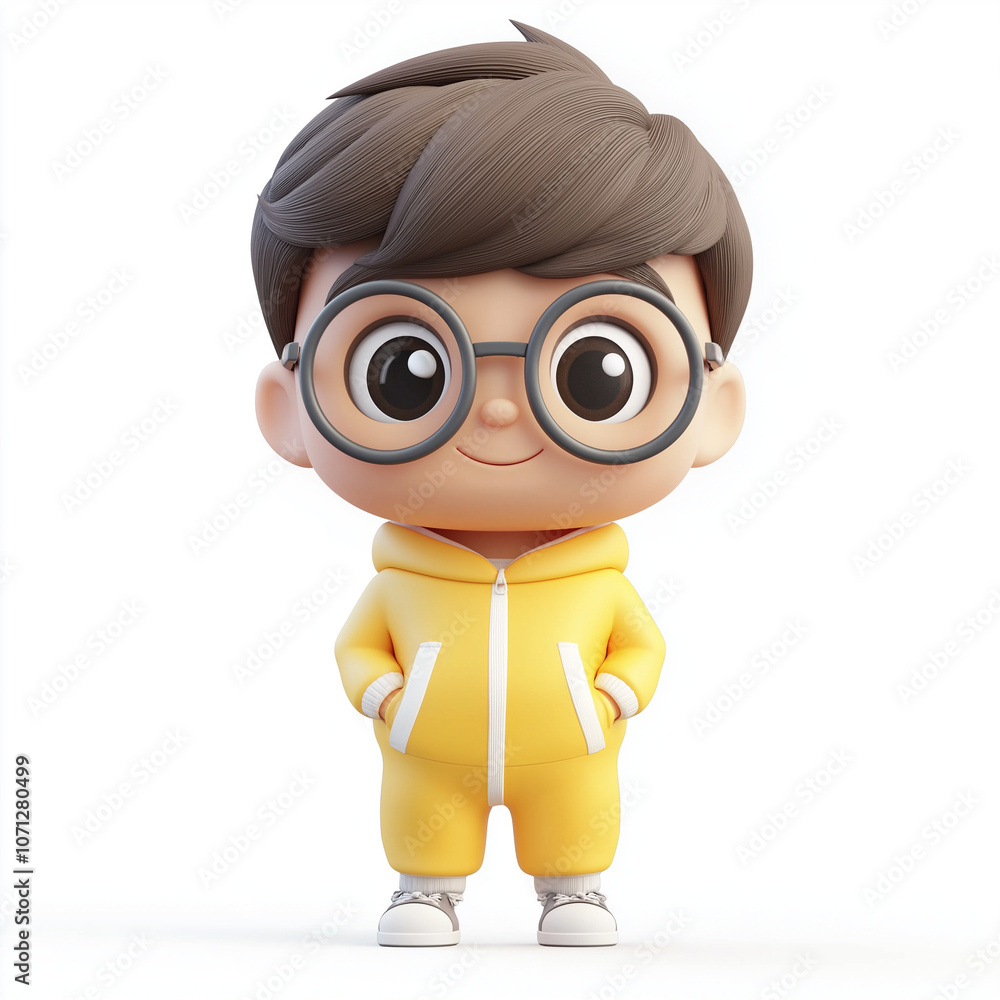 Fototapeta premium Sporty Style with a Smile Fun Character in Yellow Tracksuit
