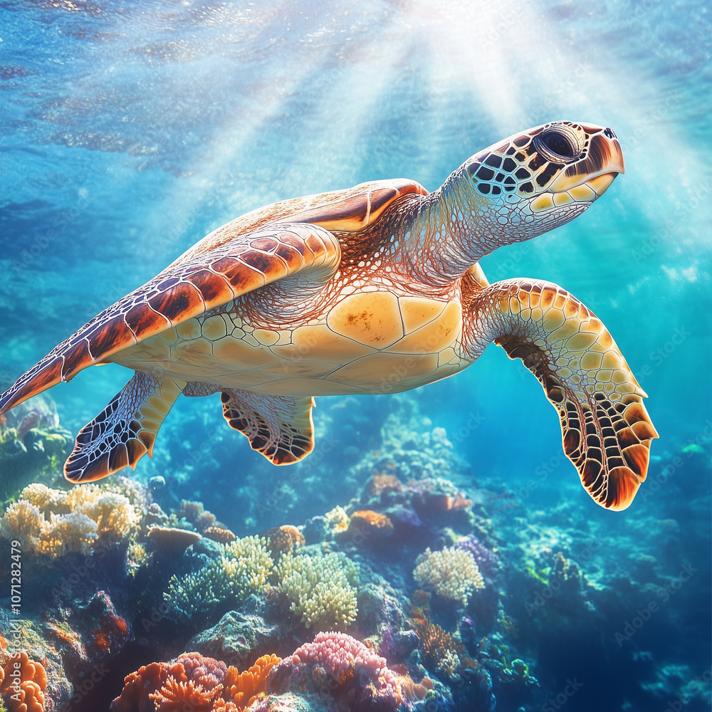 Obraz premium sea turtle swimming