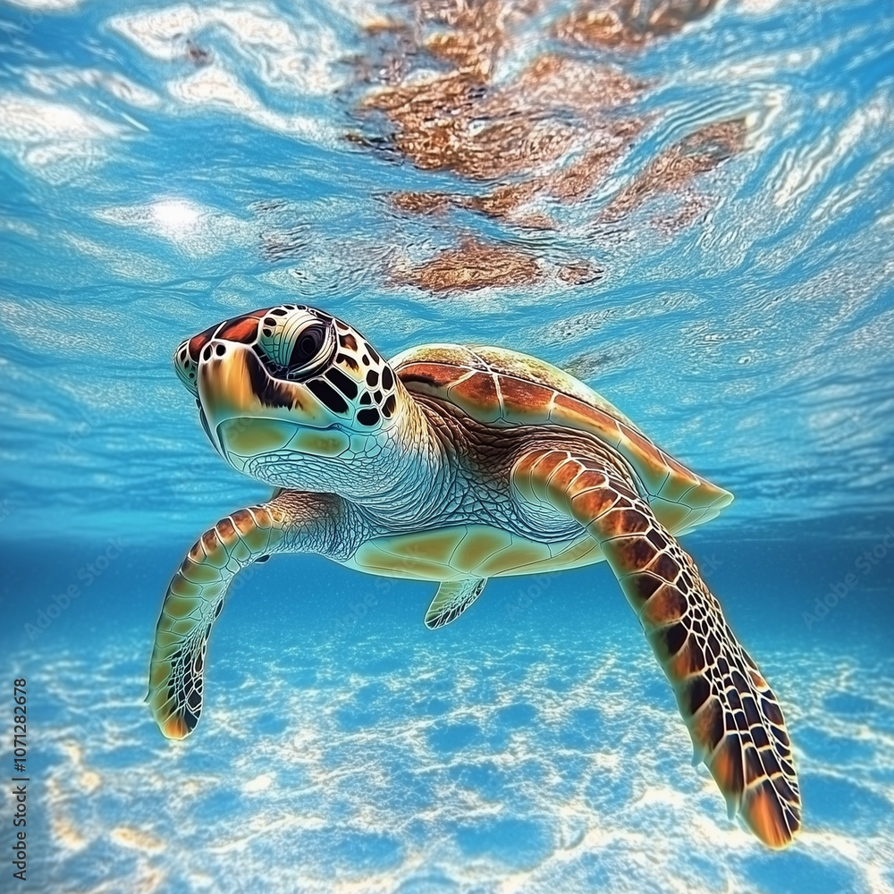 Obraz premium green sea turtle swimming