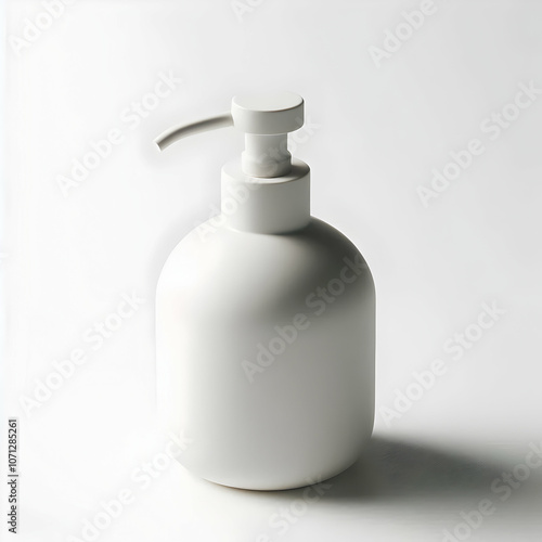 A minimalist white ceramic soap dispenser with a sleek cylindrical design and matte finish This disp1 