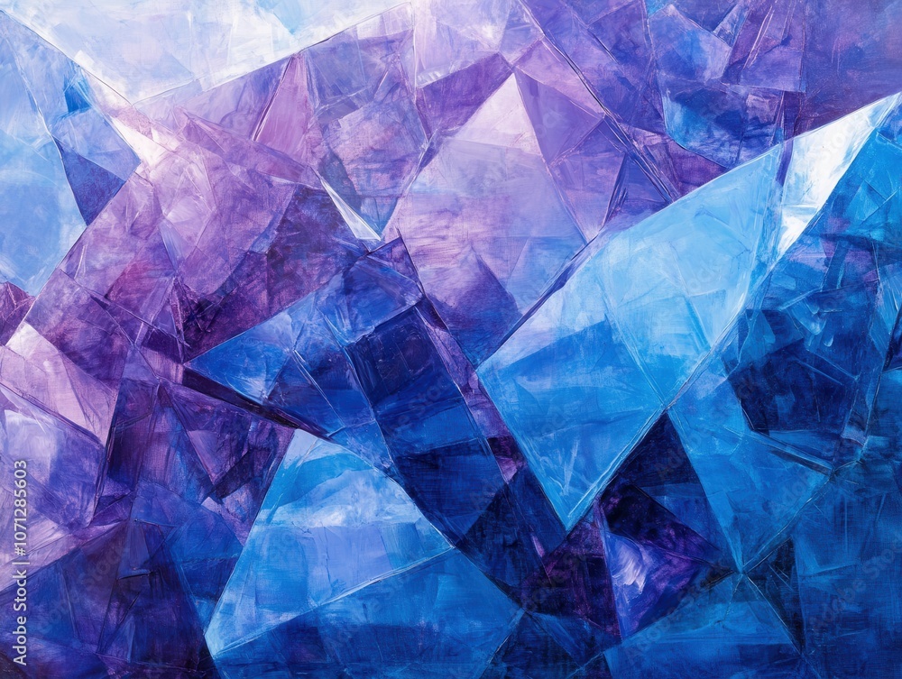 Abstract Painting with Blue and Purple Geometric Shapes Abstract Painting with Blue and Purple Geometric Shapes