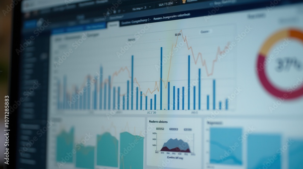 Analyzing Market Trends With Financial Charts on a Computer Screen. Generative AI Analyzing Market Trends With Financial Charts on a Computer Screen. Generative AI