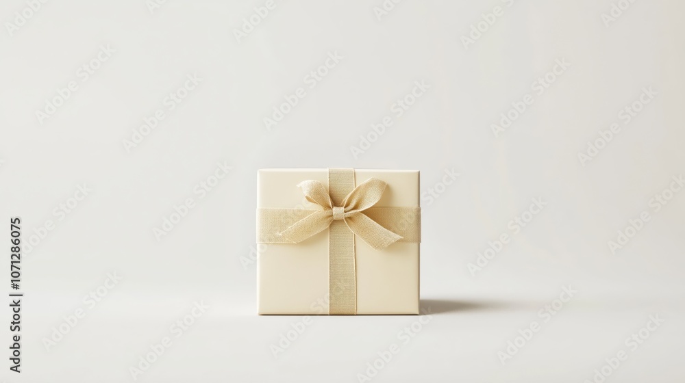 The elegant gift box sits alone, adorned with a delicate satin bow, evoking anticipation and joy. Its neutral tones blend harmoniously with the subtle gray backdrop. The elegant gift box sits alone, adorned with a delicate satin bow, evoking anticipation and joy. Its neutral tones blend harmoniously with the subtle gray backdrop.
